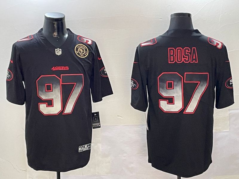 Men San Francisco 49ers #97 Bosa Black Nike Smoke Fashion 2024 Limited NFL Jersey style 3